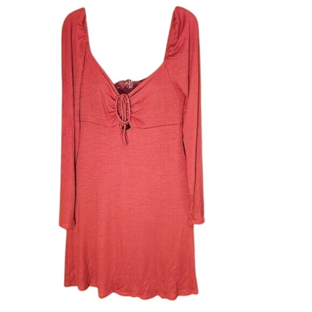 Lush Midi Dress Womens Medium Burnt Russet Terracotta Fall Casual Boho New